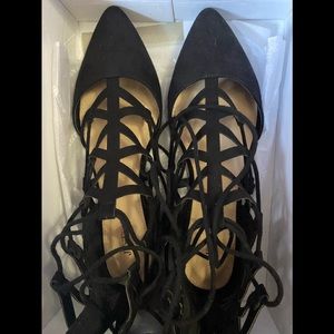 Black lace up flats